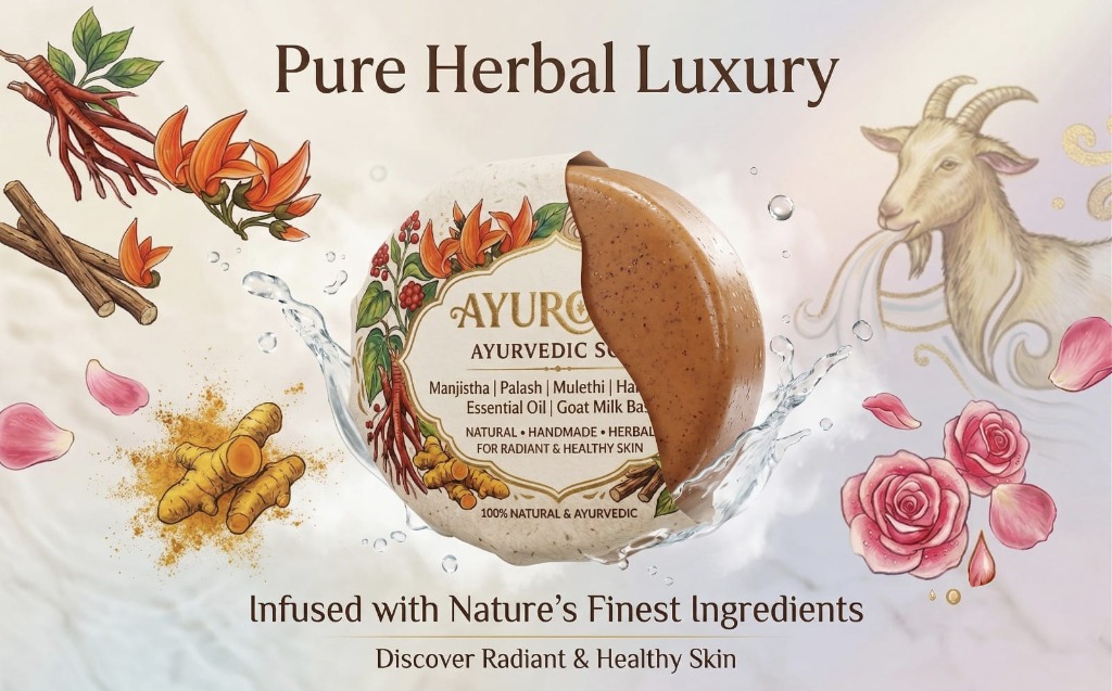 Ayuroma Round Soap with herbal ingredients